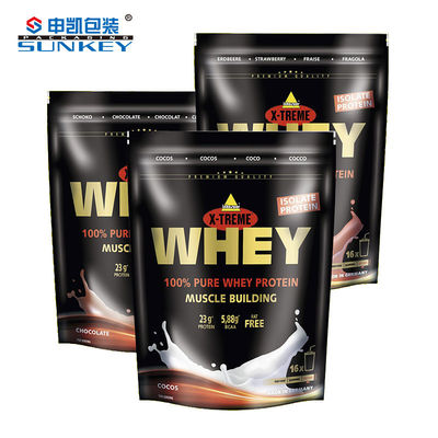 Whey Protein Coffee Tea Packaging Aluminium Foil Clear Stand Up Pouch With Zipper